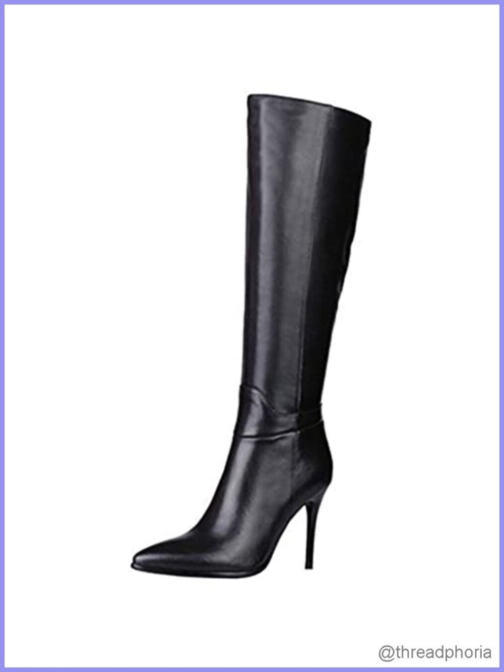 Women's Knee High Stiletto Boots Pointed Toe Zip Dress Boots Faux Leather